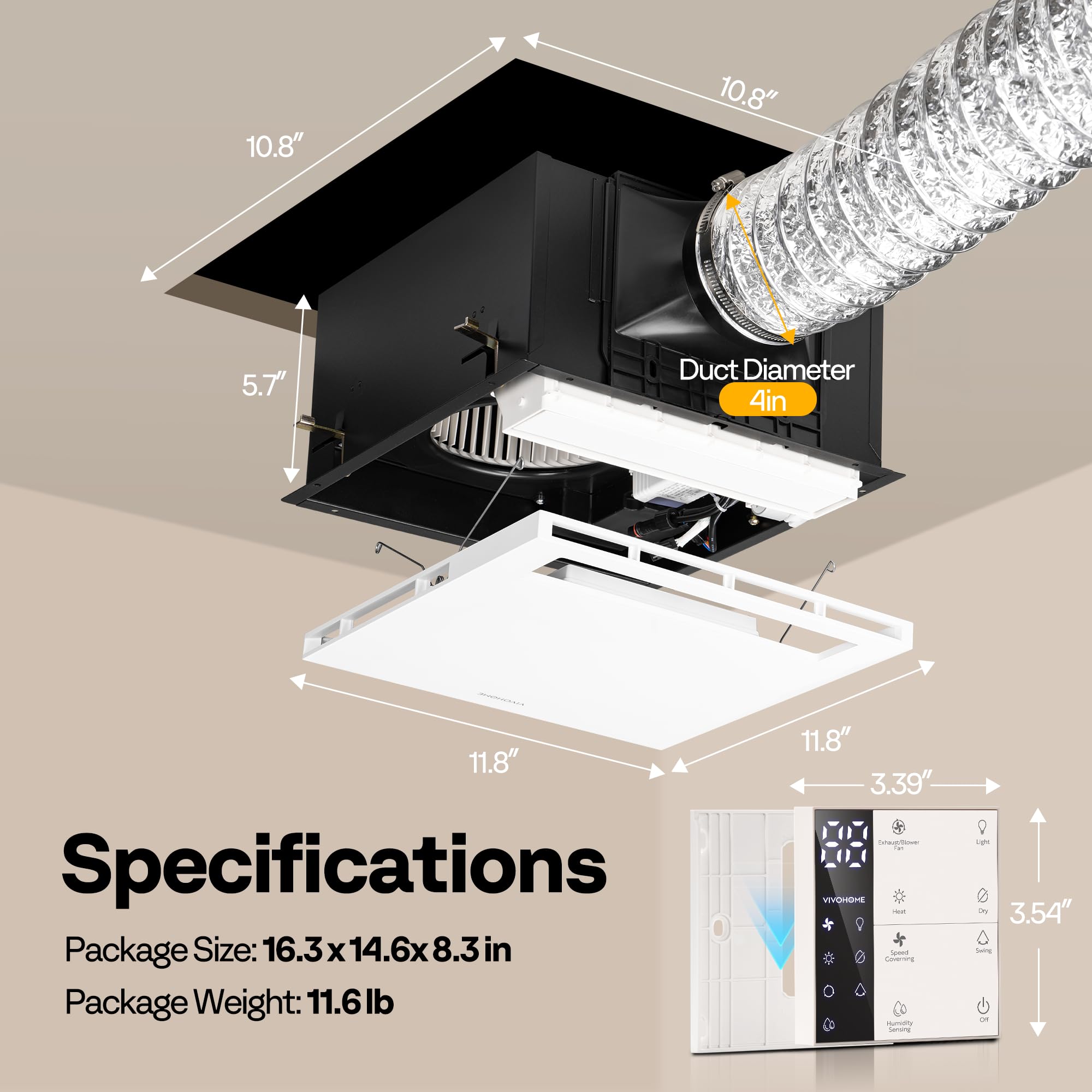 VIVOHOME 4-inch duct connector for simple installation