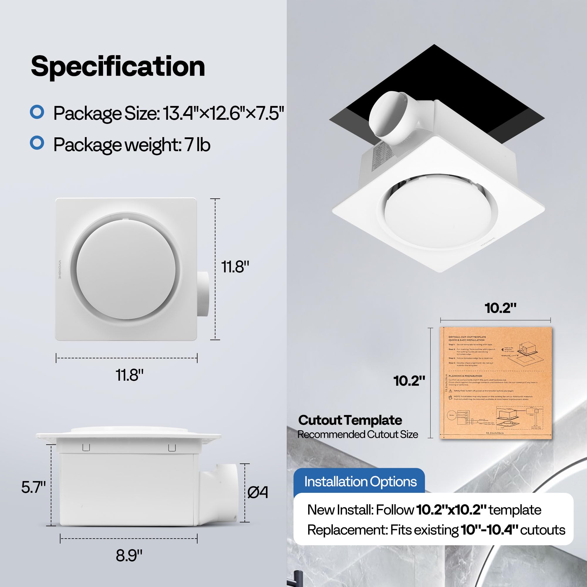 VIVOHOME Autoflow backdraft damper and duct stabilize airflow