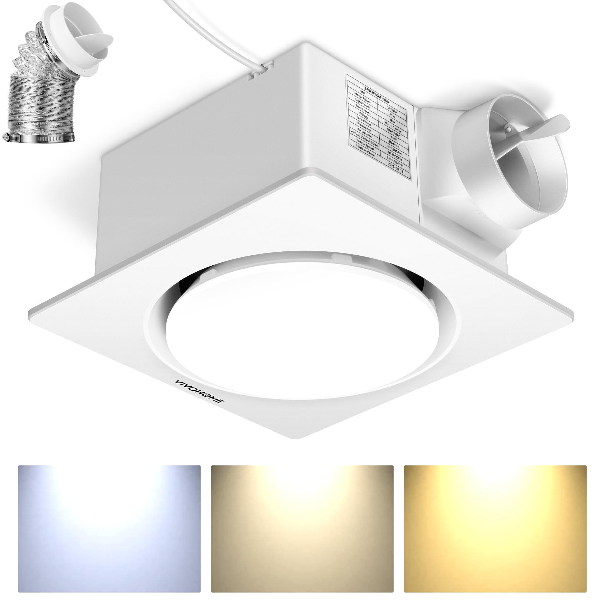 VIVOHOME Autoflow bathroom fan with humidity sensor for comfortable air turnover
