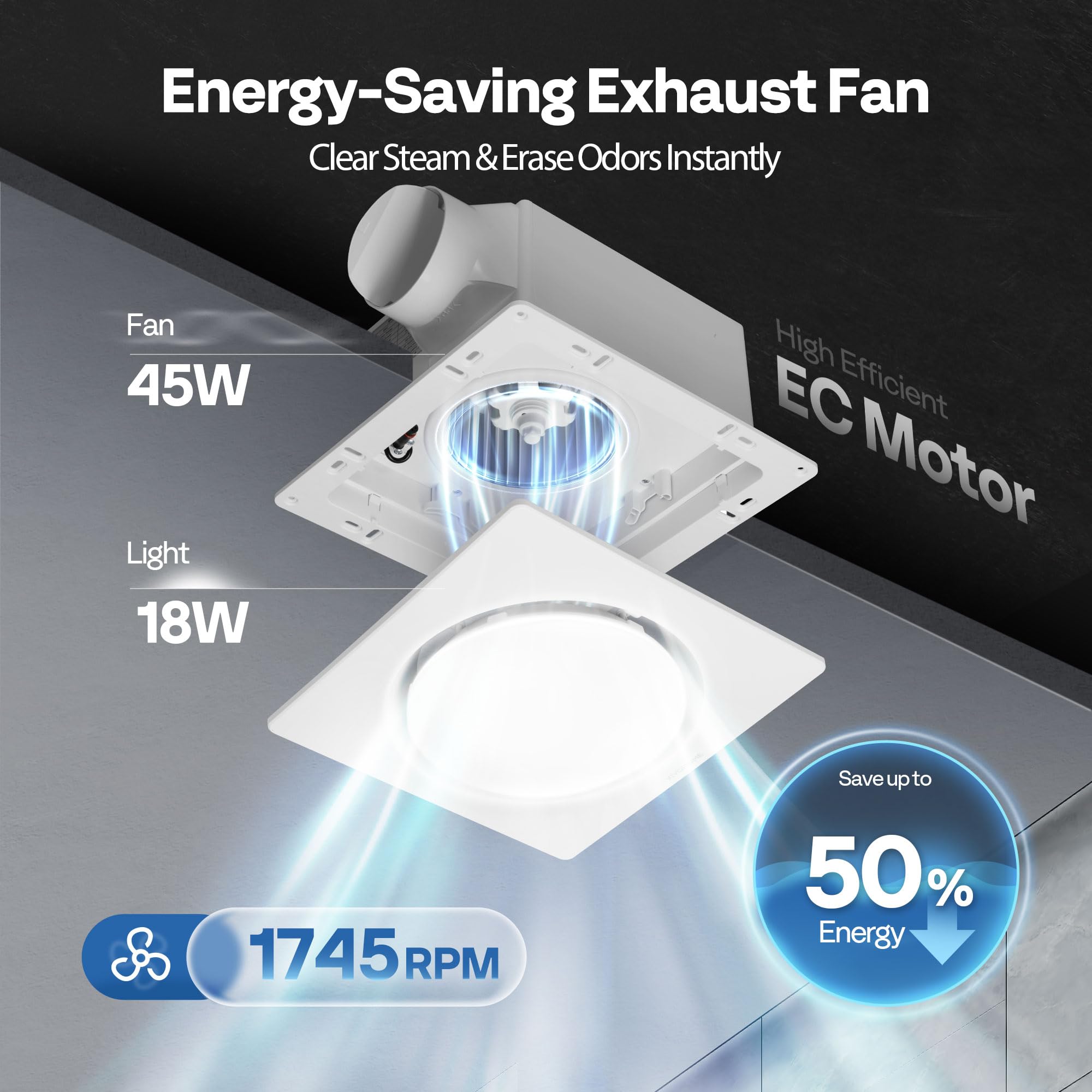 VIVOHOME Autoflow light 4000K delivers bright Pure White illumination