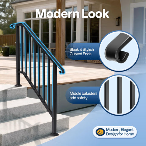 VIVOHOME base drainage and mid-balusters enhance safety on wet stairs.