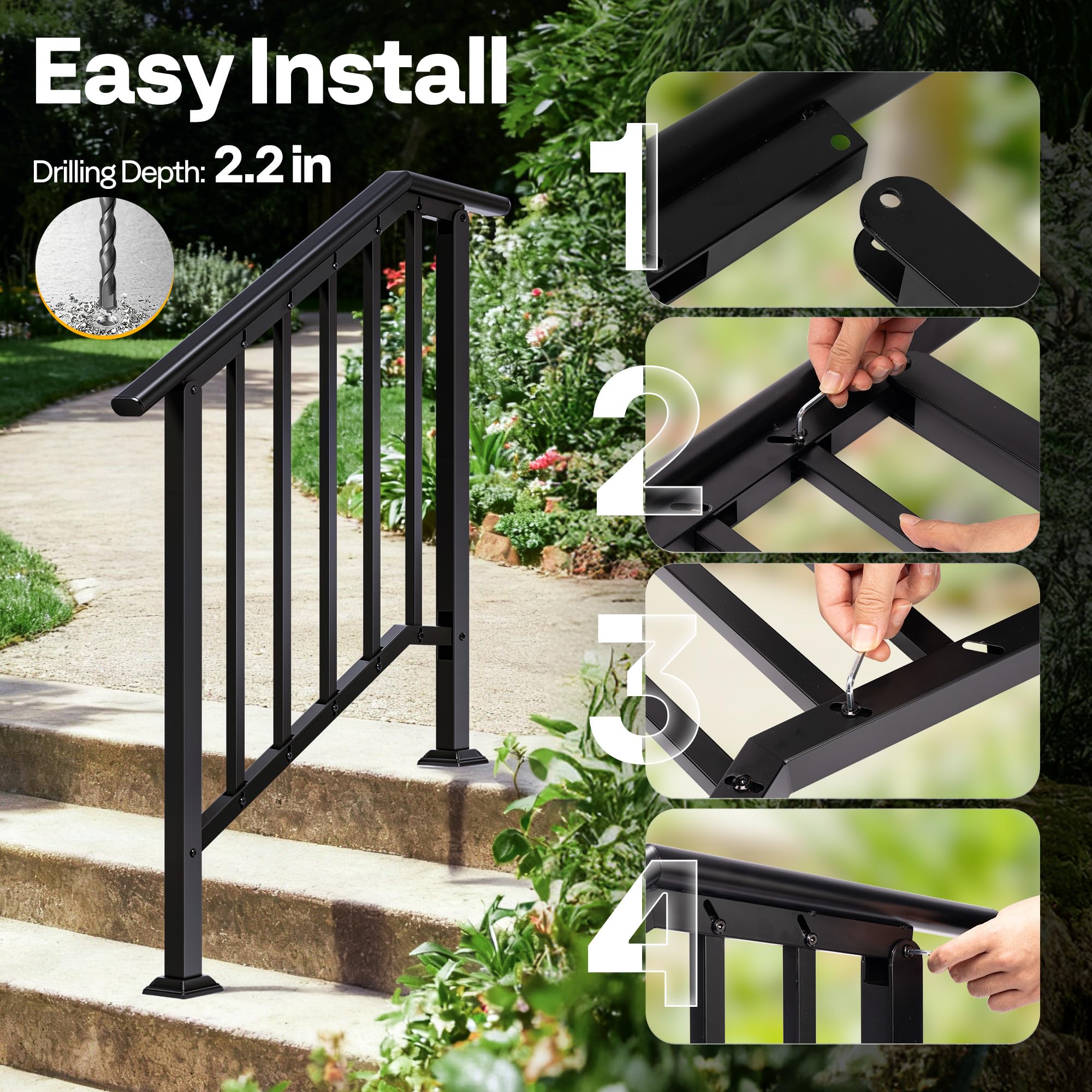 VIVOHOME base drainage design prevents water buildup on outdoor stairs