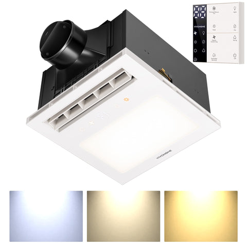 VIVOHOME bathroom exhaust fan with PTC heater venting humidity after showers