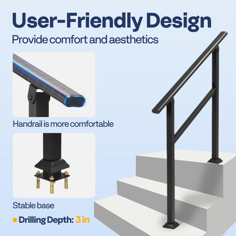 VIVOHOME black oval handrail adds a modern touch to porch