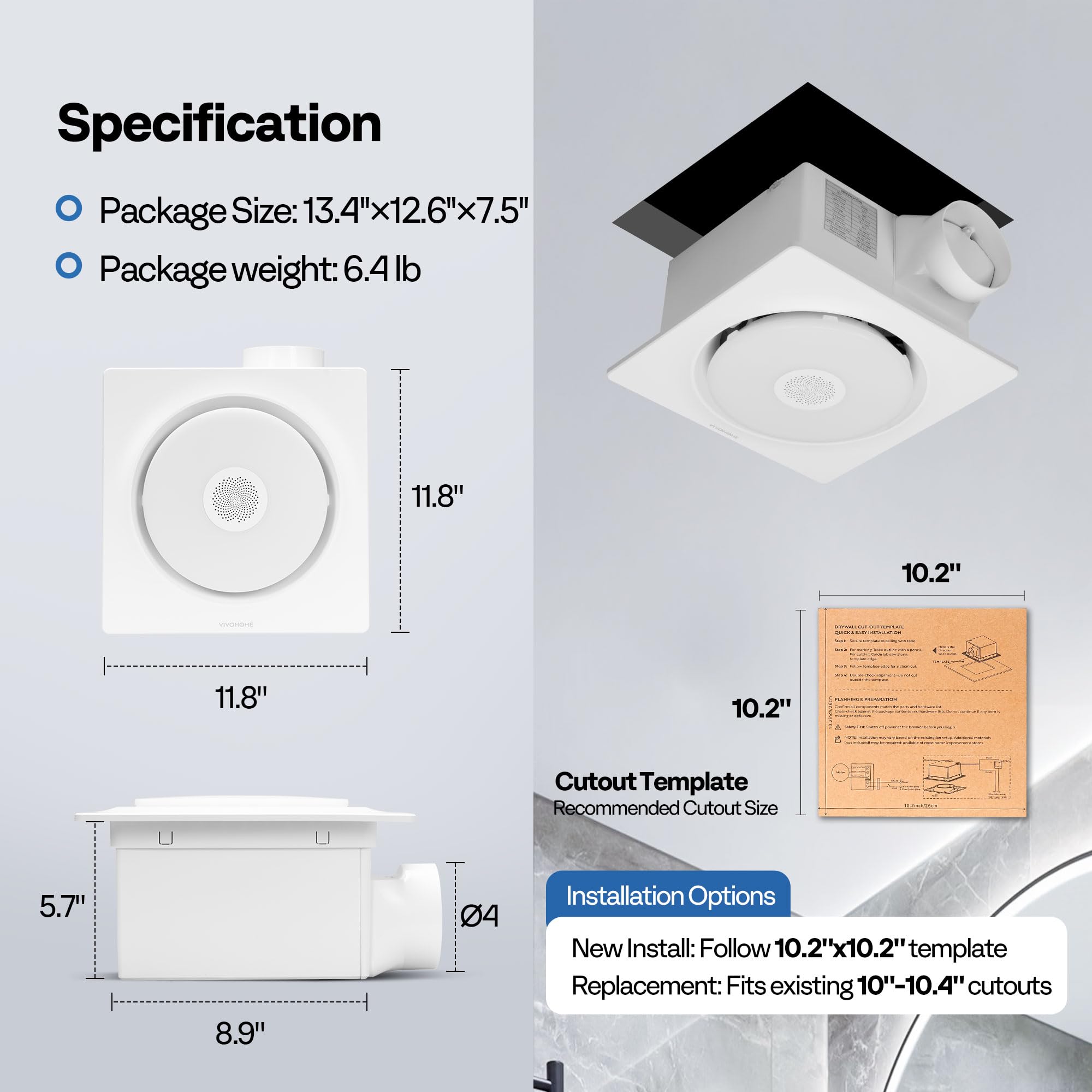VIVOHOME easy retrofit for standard ceiling openings