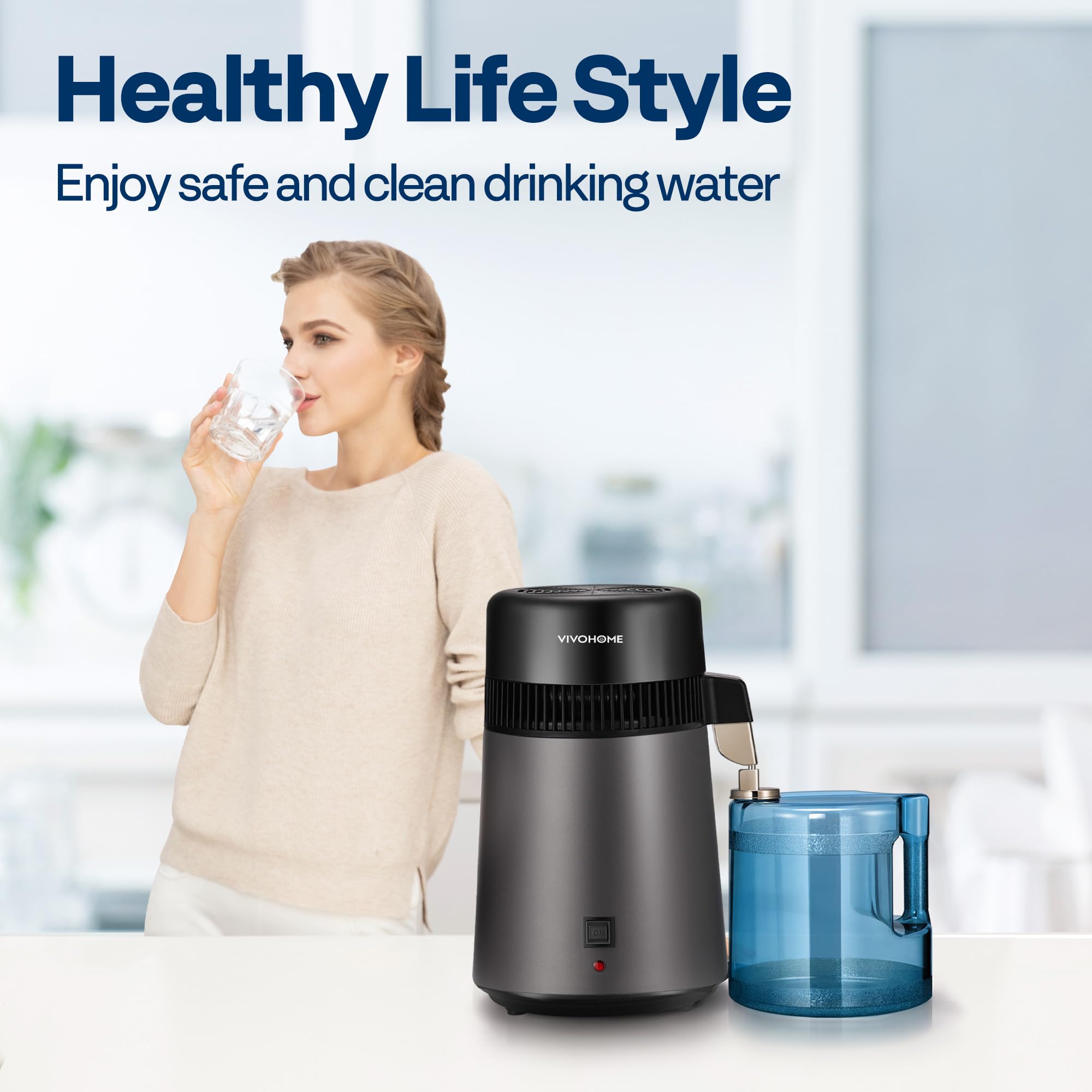 VIVOHOME distiller interior stainless-steel chamber for hygienic distillation
