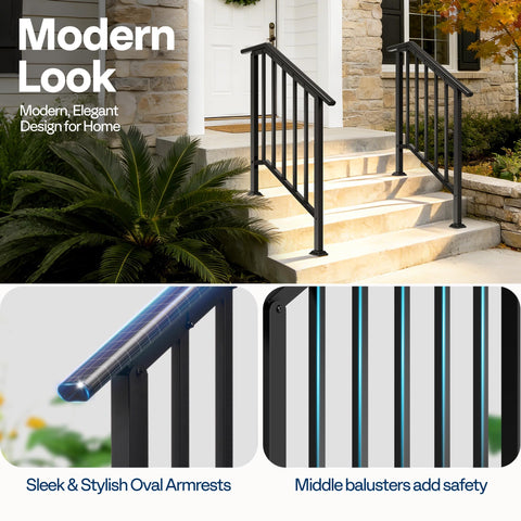 VIVOHOME durable rustproof steel handrail withstands outdoor weather