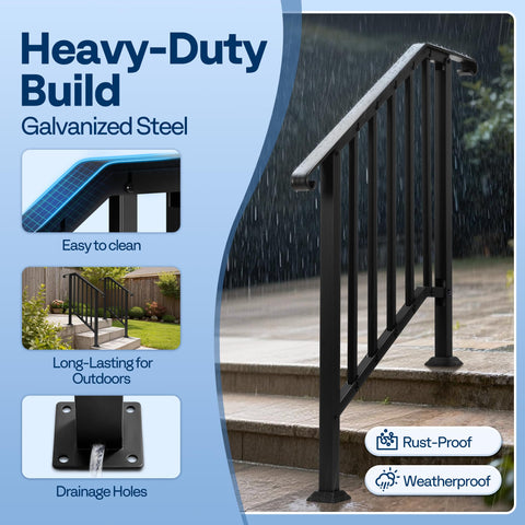 VIVOHOME galvanized steel rail offers durability for outdoor and indoor use.