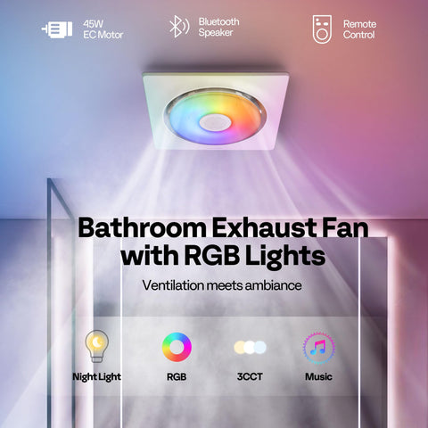 VIVOHOME humidity sensor exhaust adjusts CFM to reduce moisture