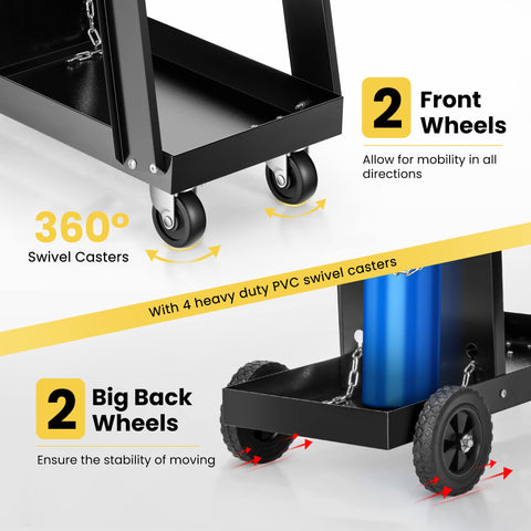 VIVOHOME iron 3-tier cart middle shelf for hoses and tools.