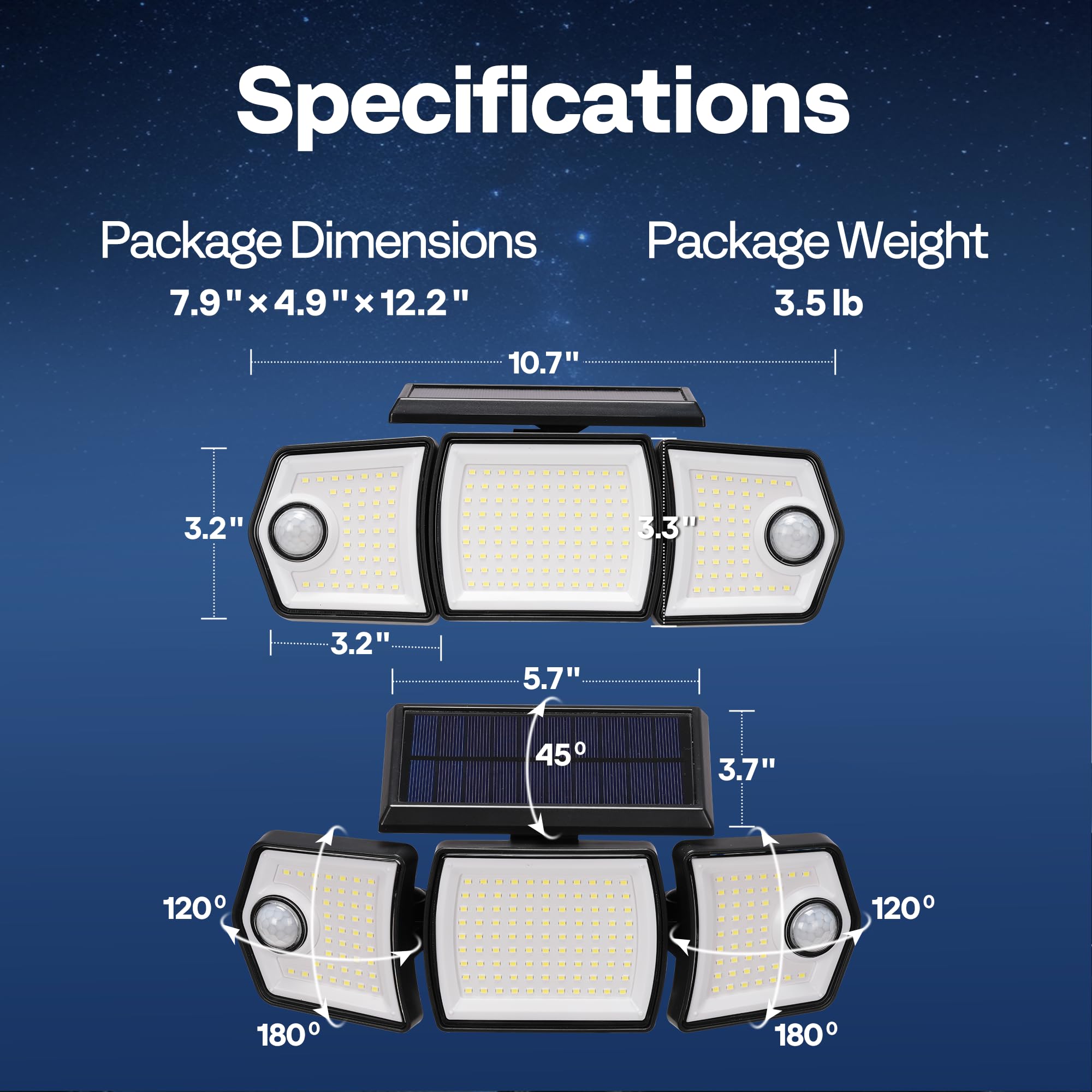 VIVOHOME 3-pack solar flood lights in package