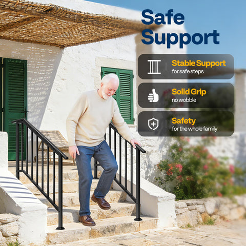 VIVOHOME oval armrests handrail design adds modern elegance for entryways and decks.