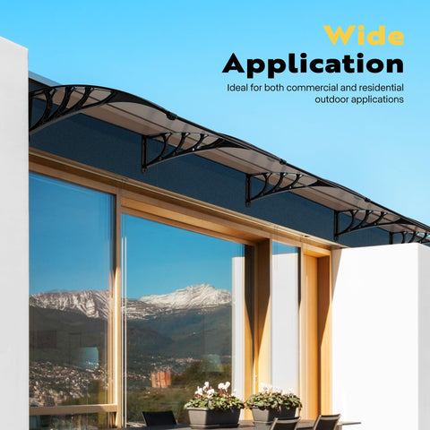 VIVOHOME polycarbonate window awning left bracket illustrating secure mounting