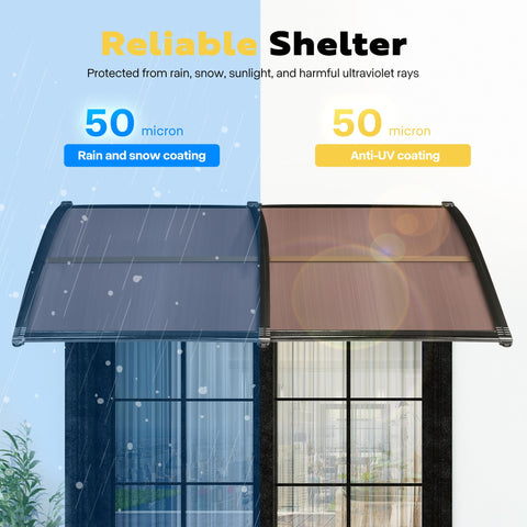 VIVOHOME polycarbonate window awning panel closeup of 5 mm thick panels