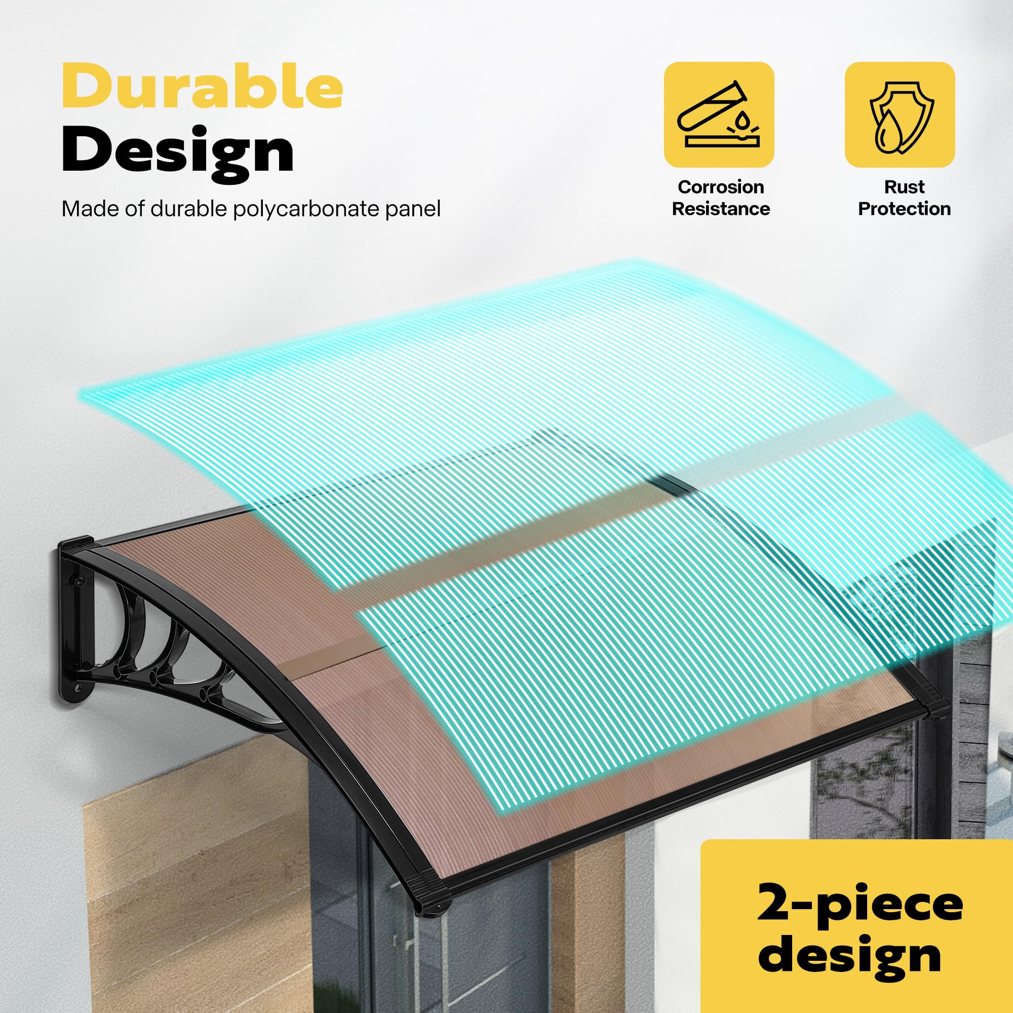 VIVOHOME polycarbonate window awning right bracket with balanced support
