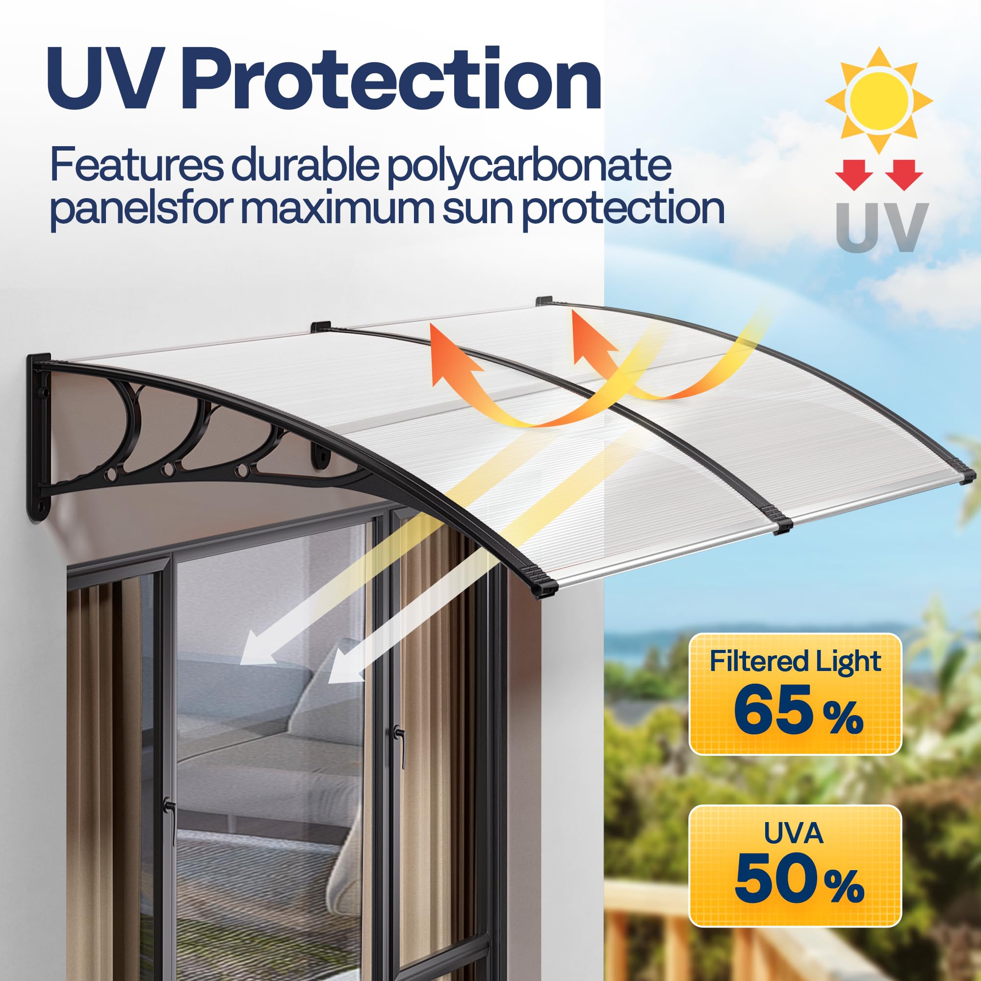VIVOHOME aluminum bar joint emphasizes water-tight sealing for rain and snow.