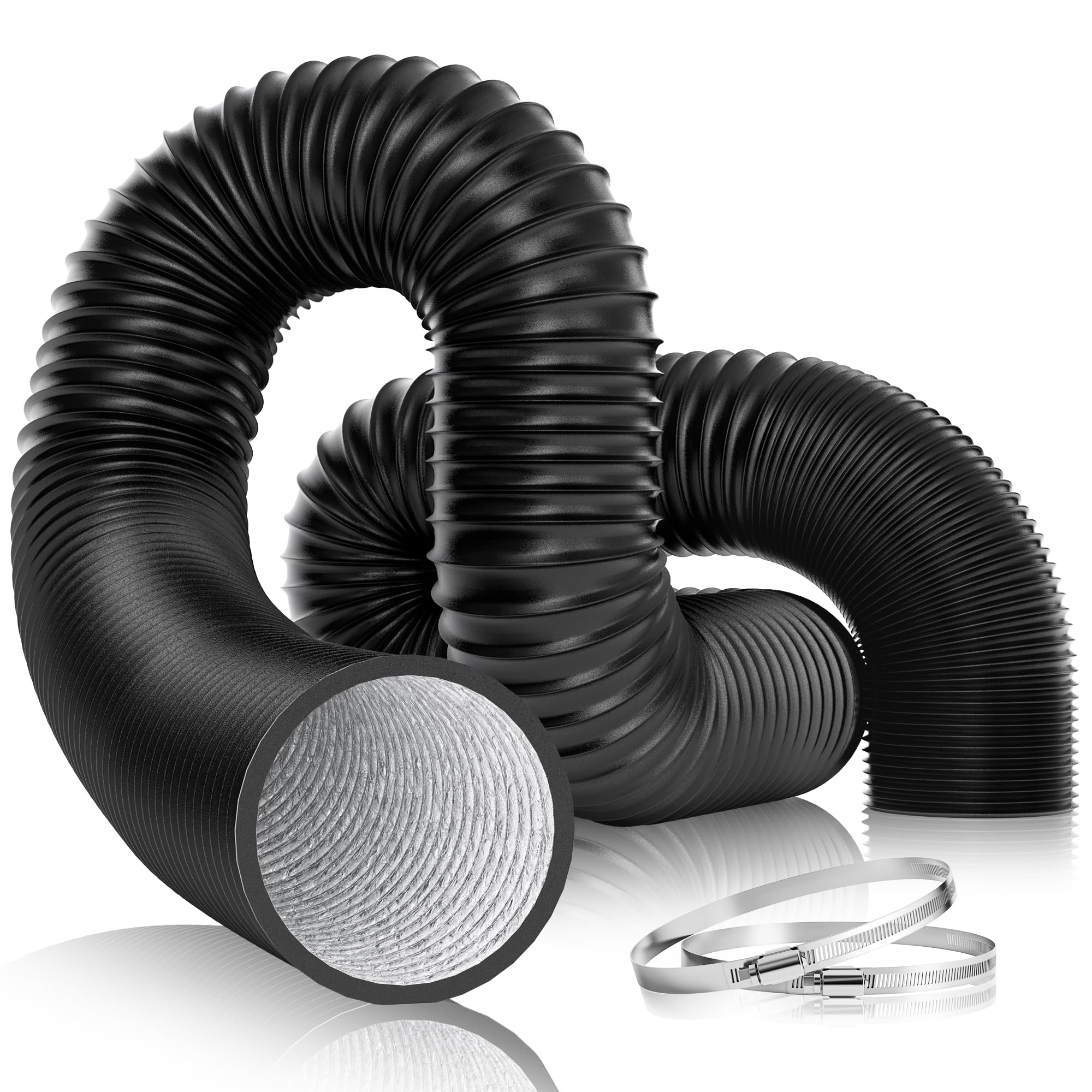 VIVOSUN 4-inch aluminum duct coiled for storage and flexible connections.