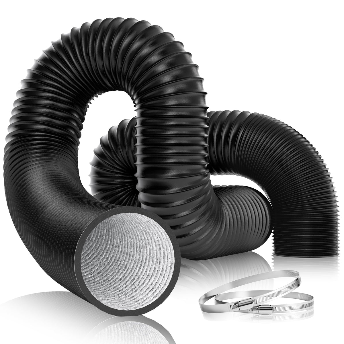 VIVOSUN 4-inch aluminum duct coiled for storage and flexible connections.