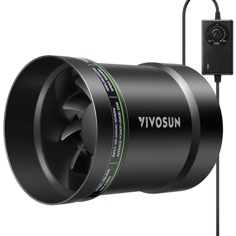 VIVOSUN 6-inch inline booster fan closeup showing compact design for strong airflow in grow tents