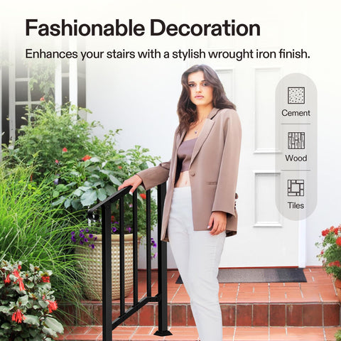 VIVOSUN porch and concrete-step handrail supports elderly and children with steady grip.