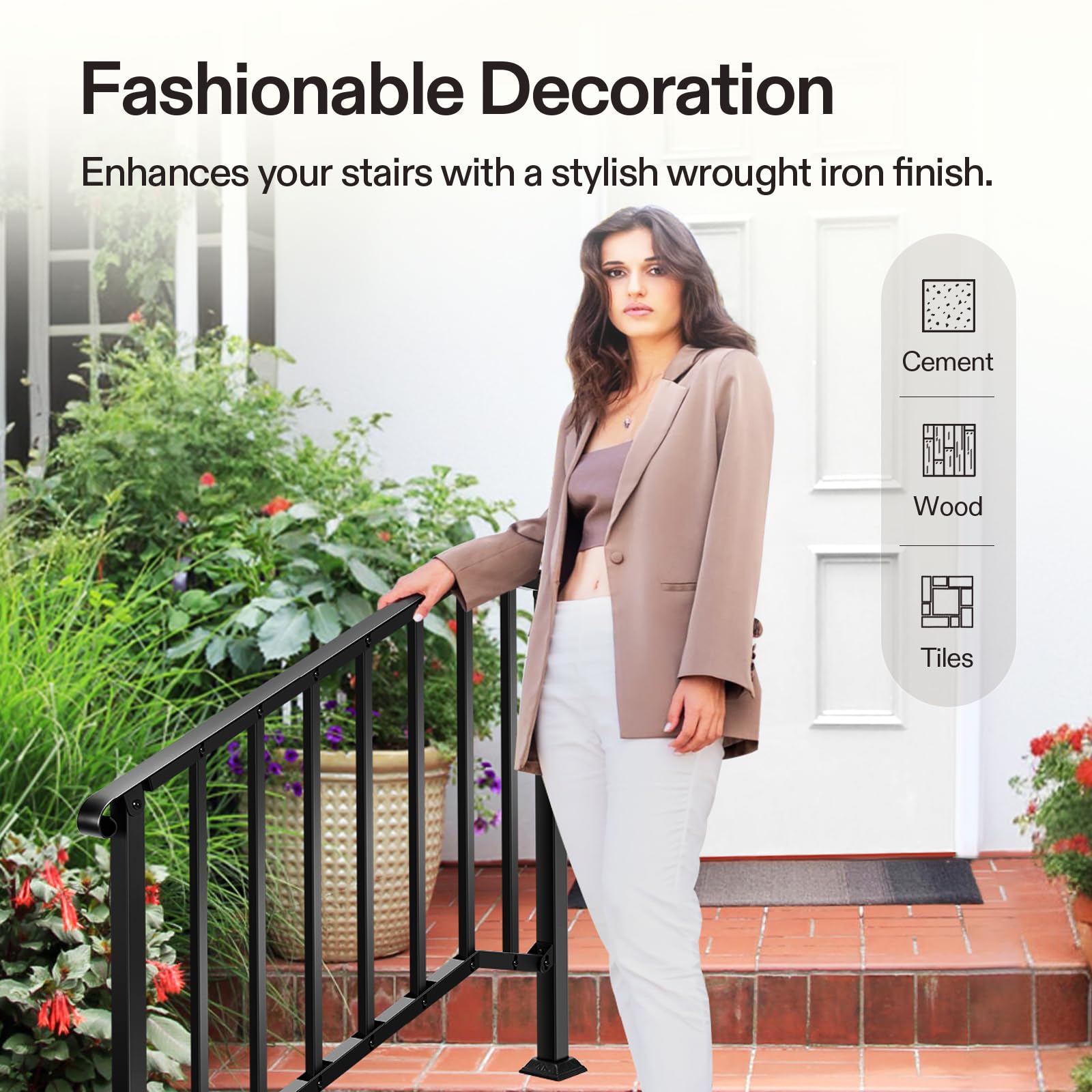 VIVOSUN sturdy iron rail offers reliable support on outdoor surfaces.