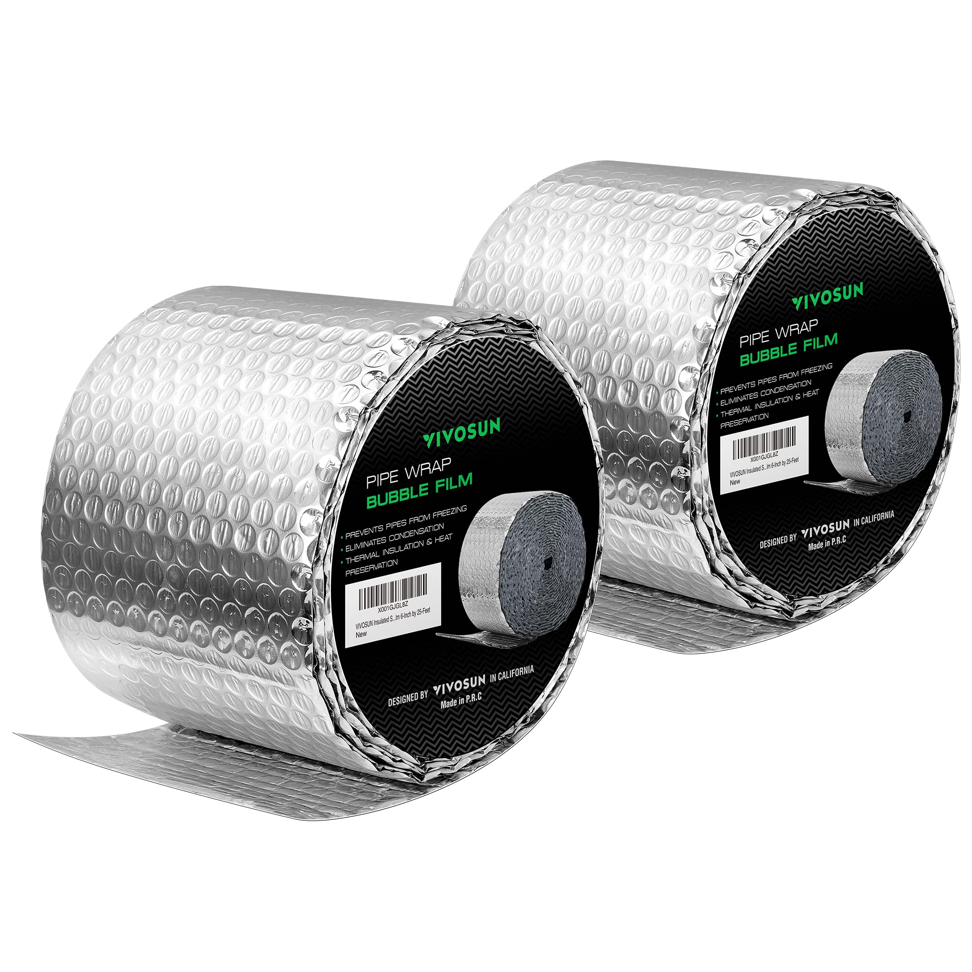 VIVOSUN double bubble foil insulation roll 6x25, boosts temperature stability.