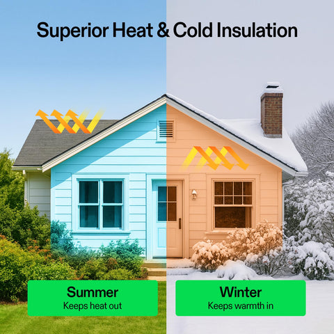 VIVOSUN duct wrap insulation on a duct, reflecting heat to save energy.