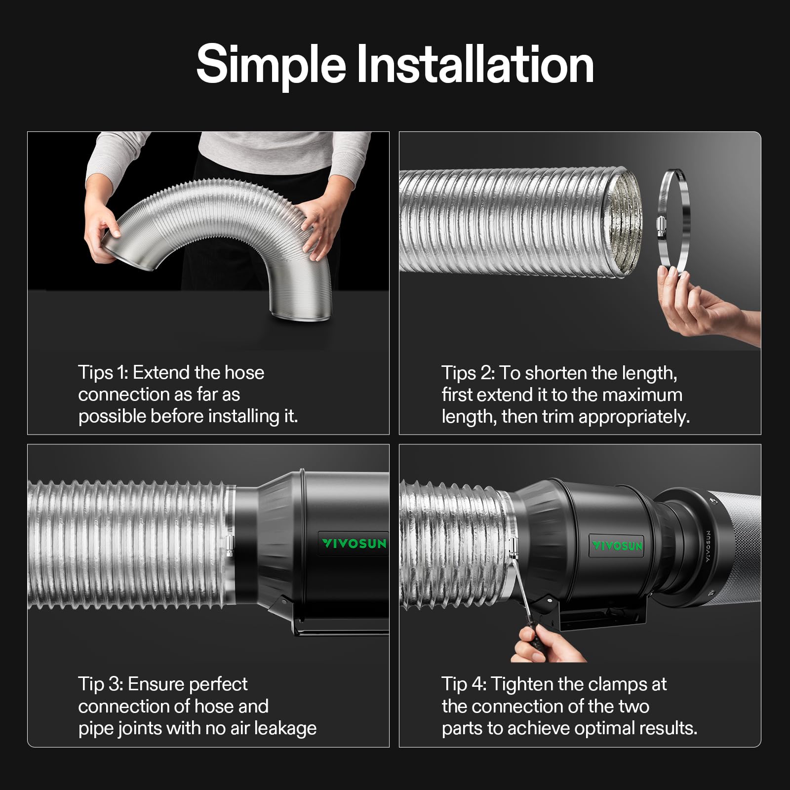 VIVOSUN suitable for dryer venting, bathroom exhaust, and kitchen ventilation