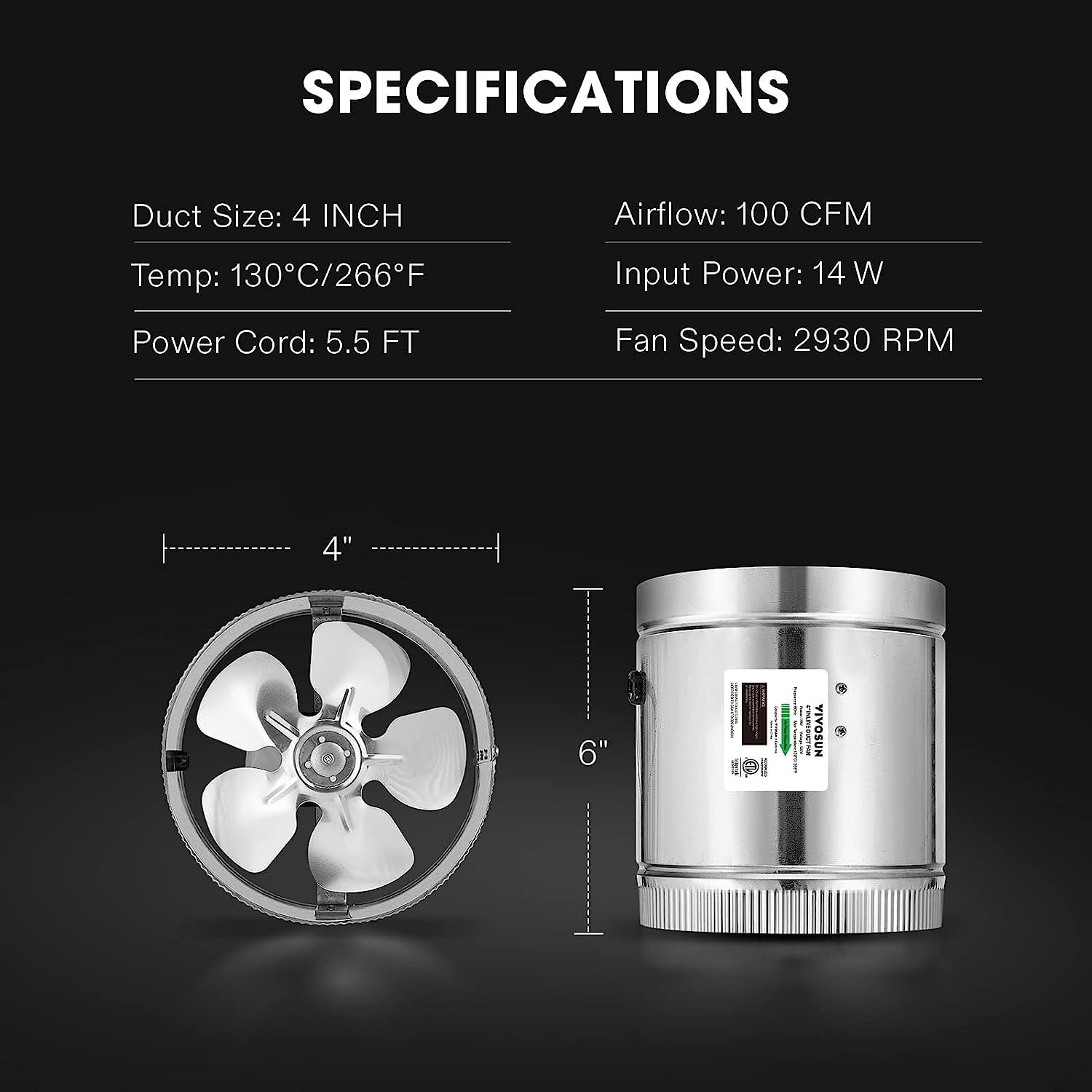VIVOSUN durable motor with permanently lubricated bearing for long life.