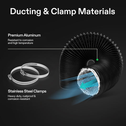 Flexible duct featuring internal steel wire for adjustable lengths.