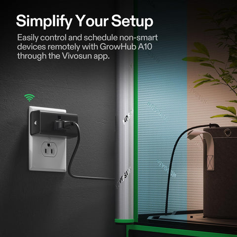 VIVOSUN GrowHub A10 app control panel enables schedule automation.