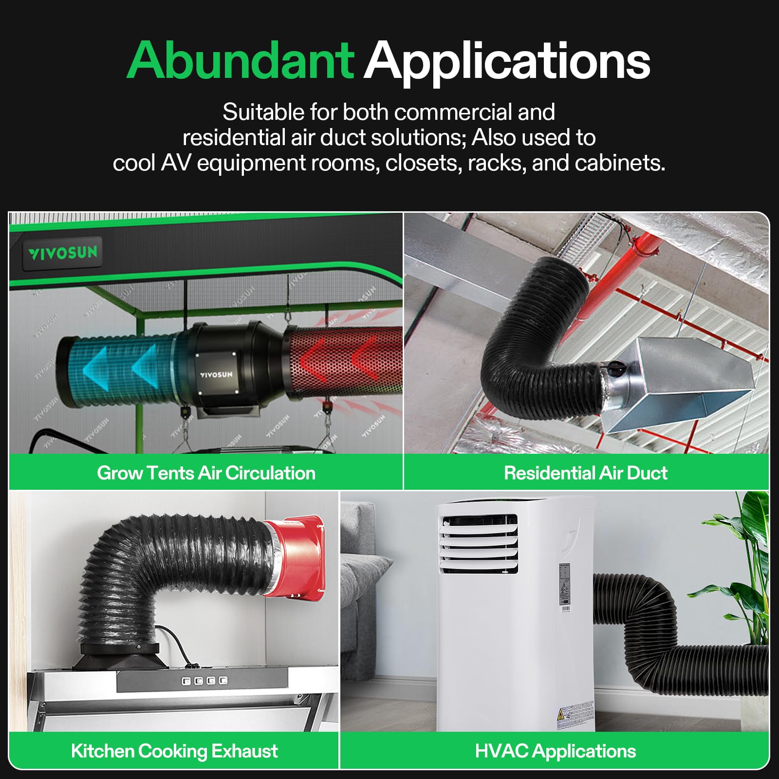 VIVOSUN lightweight duct with two clamps included for quick, secure installation