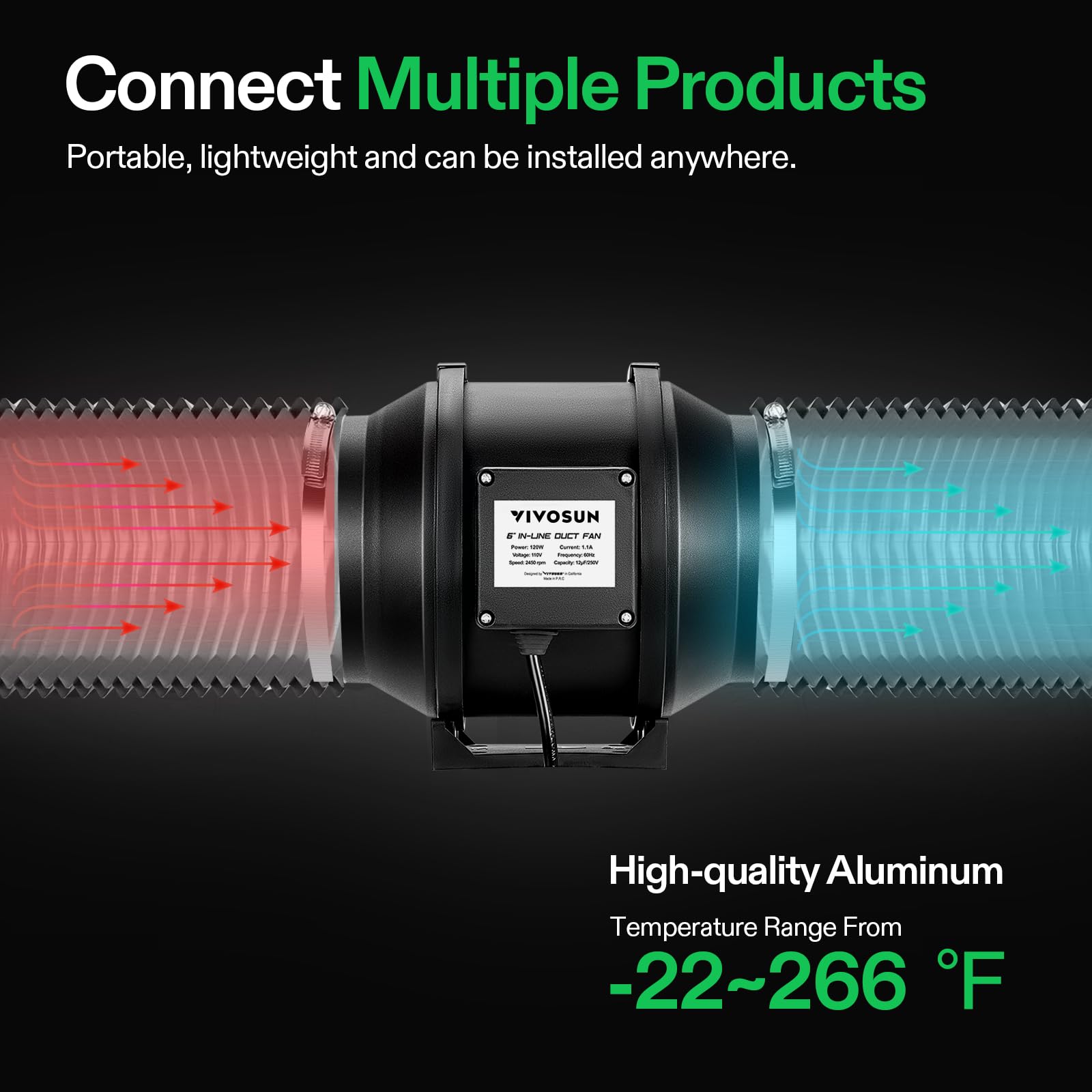VIVOSUN multi-layer ducting construction reduces leaks and enhances durability.