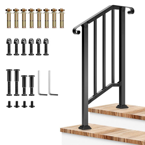 VIVOSUN outdoor handrail for 2-step stairs with curved ends improves safety.