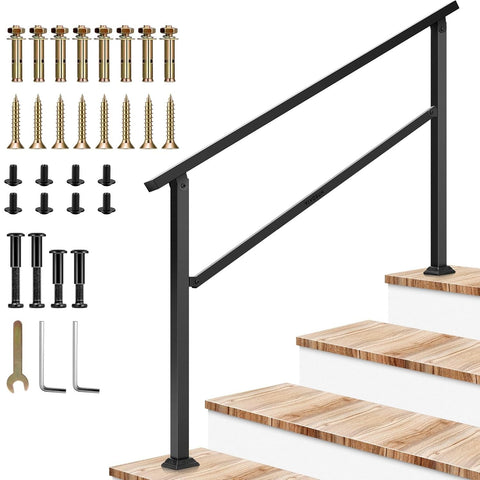 VIVOSUN outdoor handrail for 4-step stairs with sturdy iron construction.
