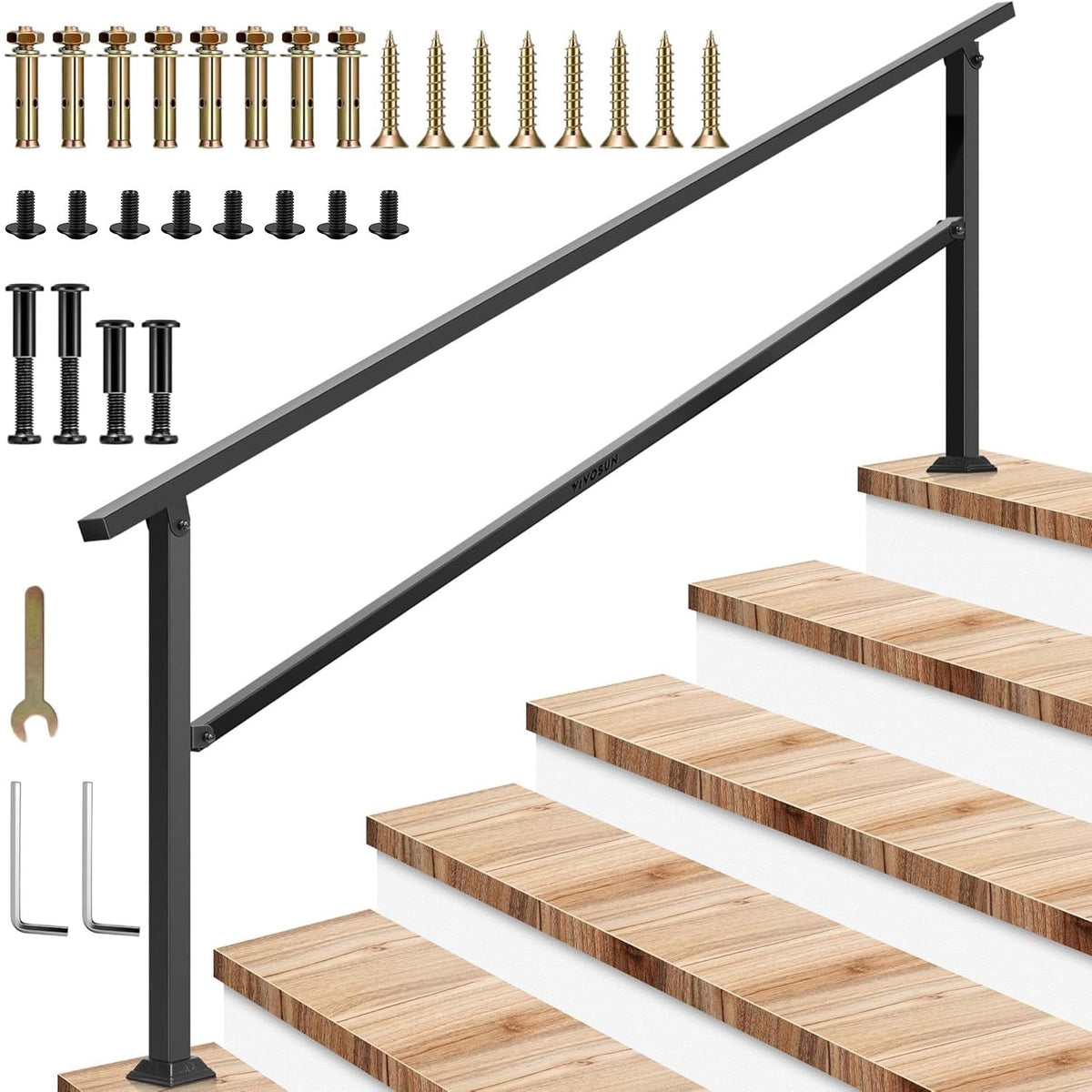 VIVOSUN outdoor handrail mounted on stairs for secure footing