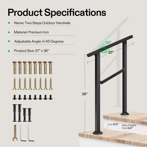 VIVOSUN outdoor handrail weather durability resists rain and snow over years.