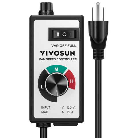 VIVOSUN variable speed controller front panel enabling precise airflow control.