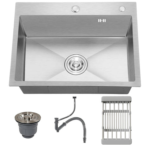 Vivrhintty 24-inch sink top-mount with nano coating shows a glossy, stain-resistant finish.