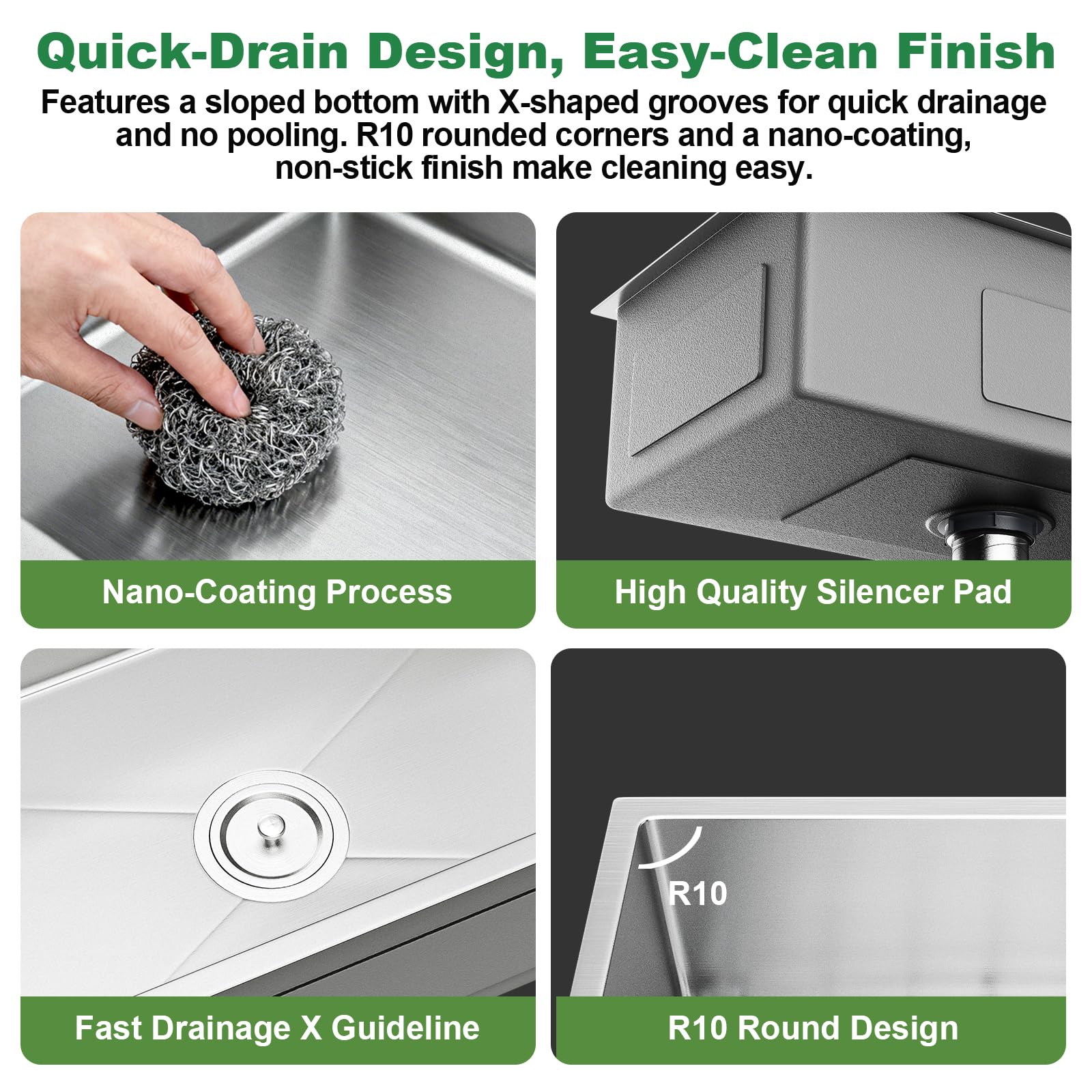 Sink supports drop-in or undermount installation for versatile setup