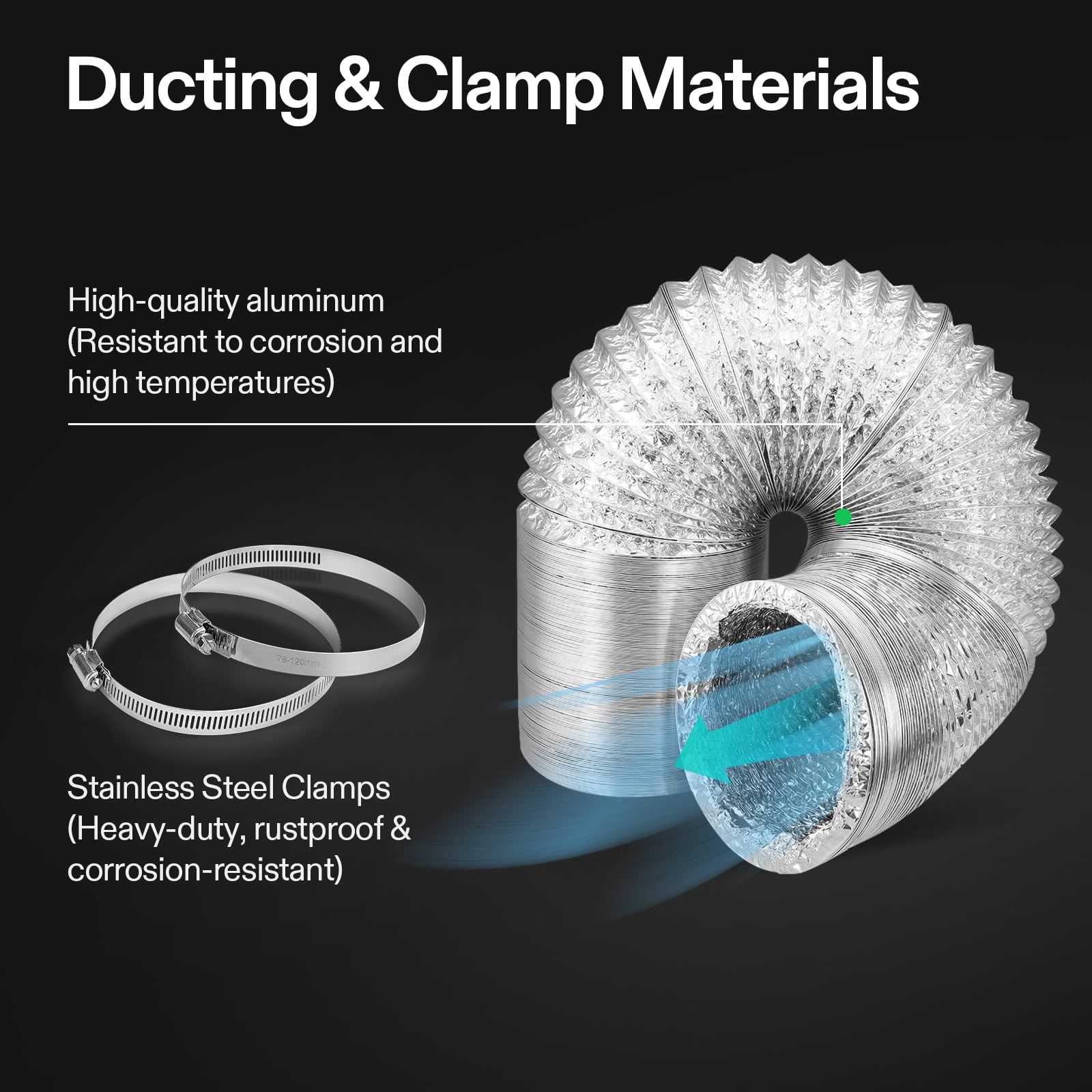 VIVOSUN stainless steel clamps for secure connections and rust resistance