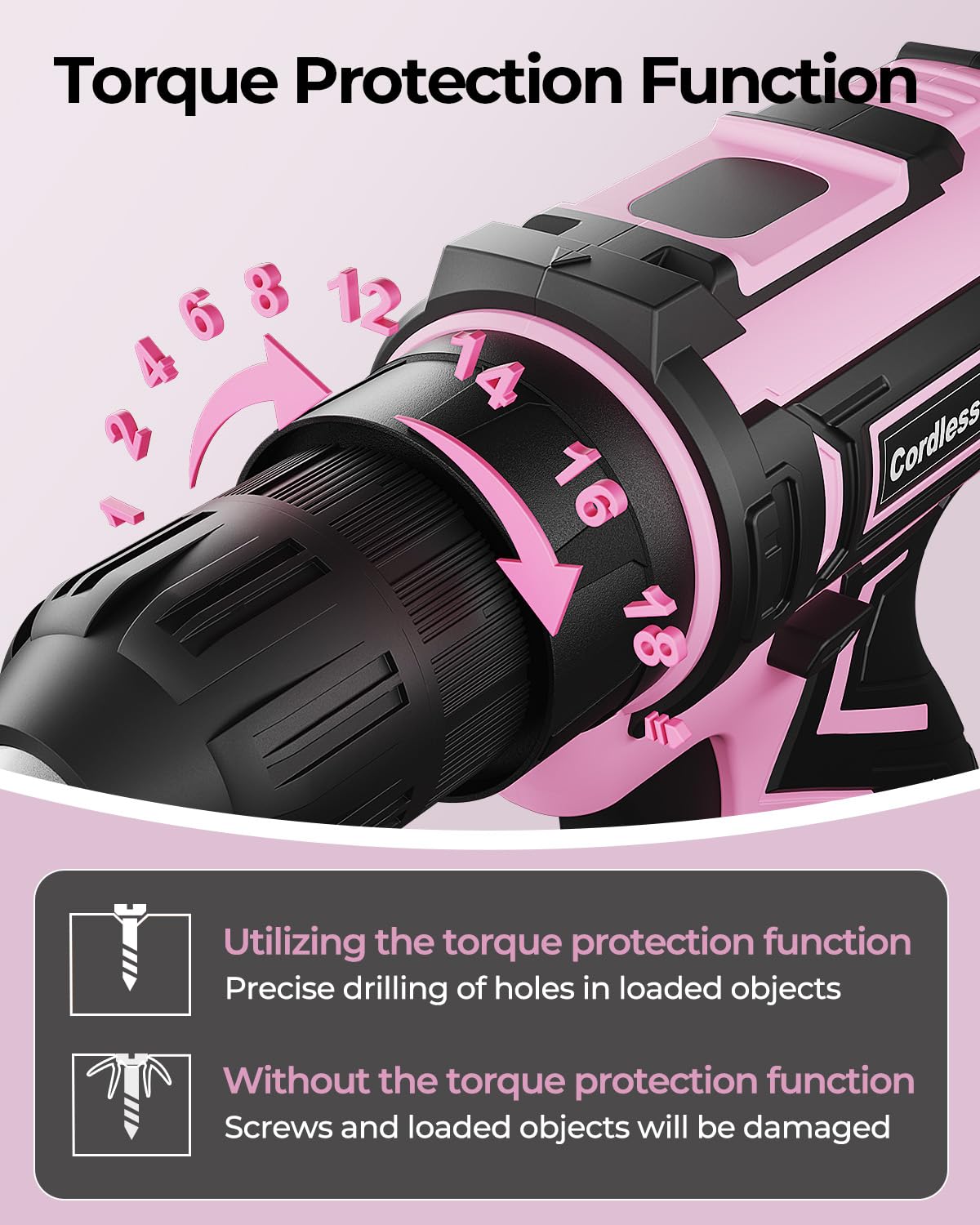VIWKO 3/8 inch keyless chuck for quick accessory changes and smooth workflow