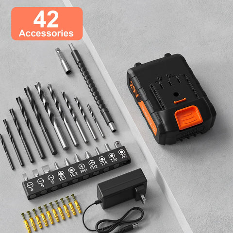 VIWKO 42-piece accessory kit includes bits screws anchors and extensions