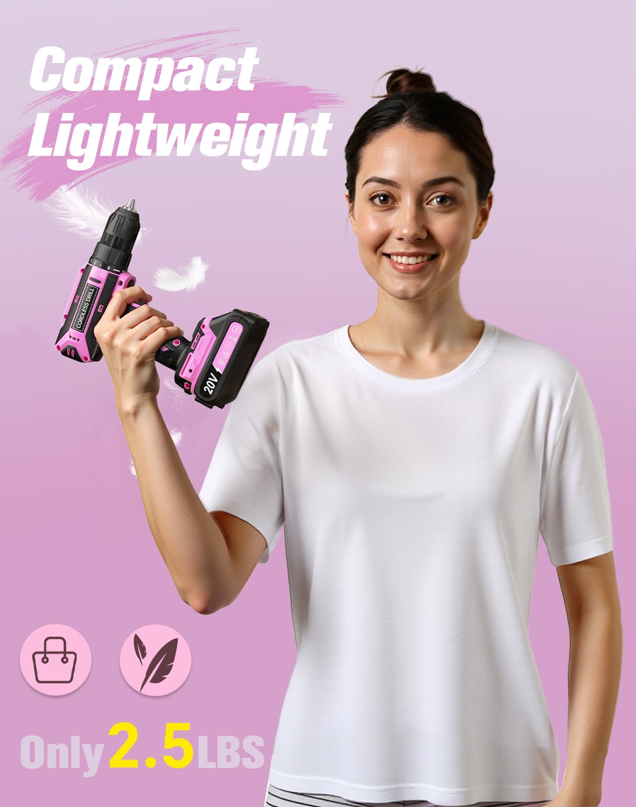 VIWKO pink drill with charger and case ready for quick projects.