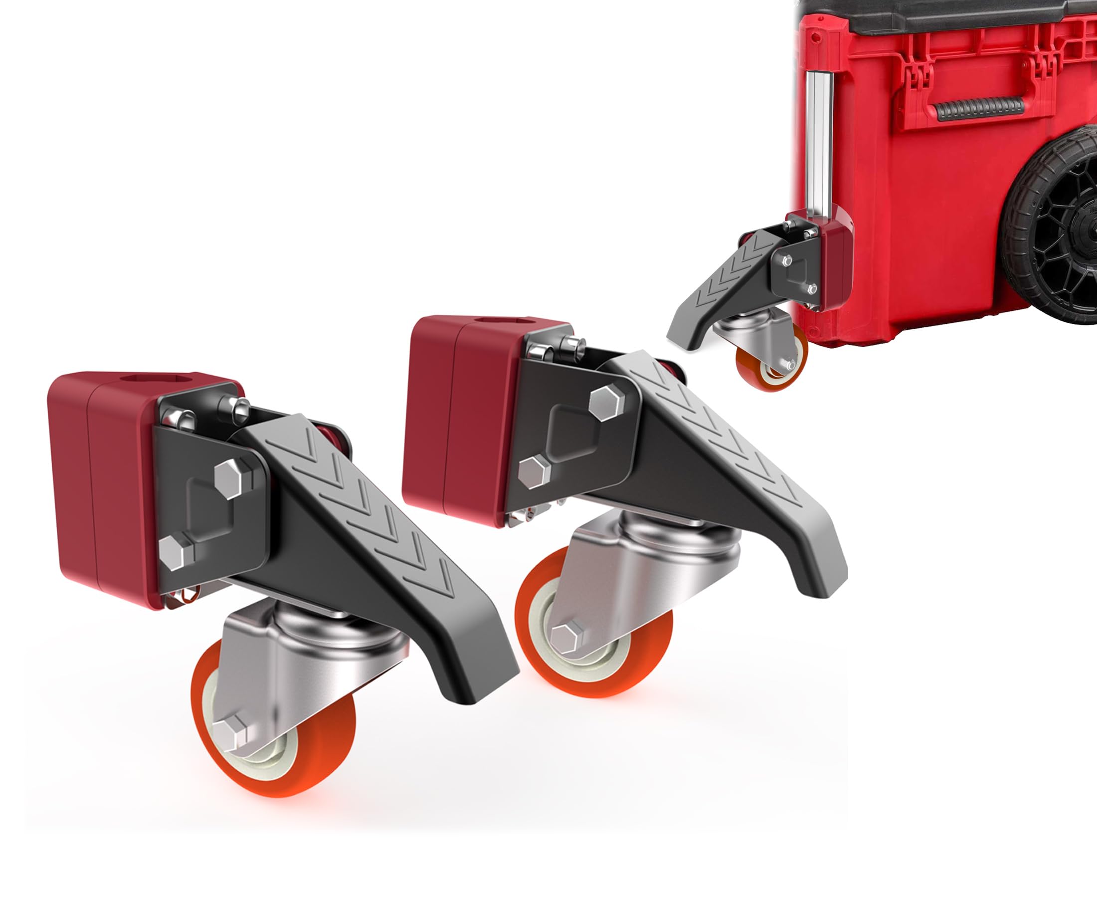 VIWOOP front-wheels-upgrade installed on Milwaukee Packout for smoother transport.