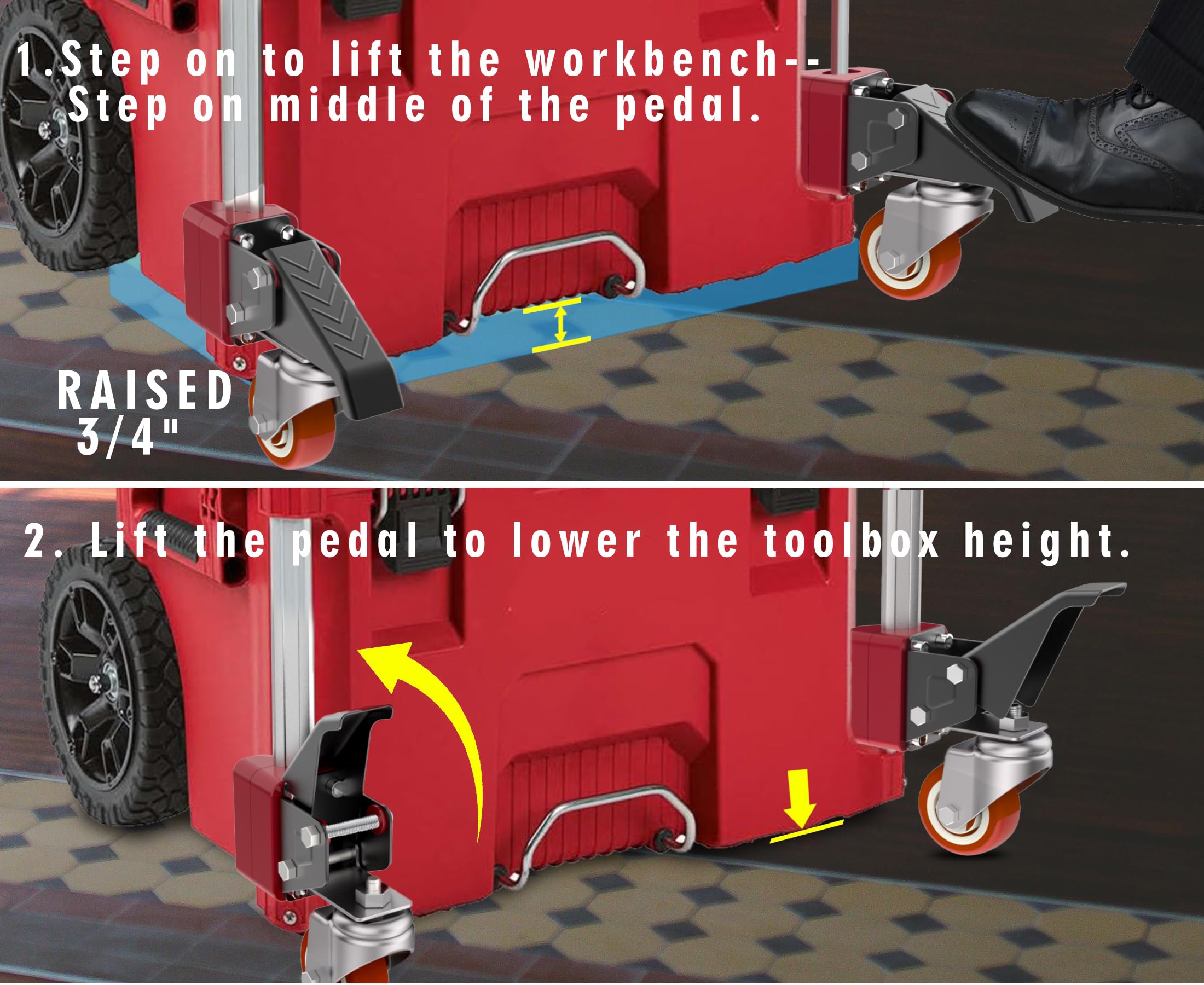 VIWOOP four-wheel-dolly-conversion enables easier mobility on varied surfaces.