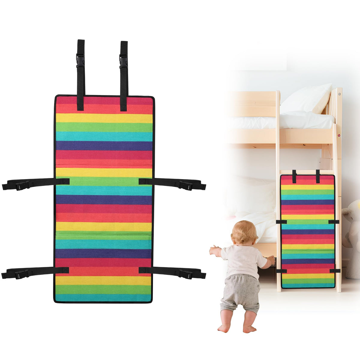 Vizava bunk bed ladder guard pad protects children from climbing risk.