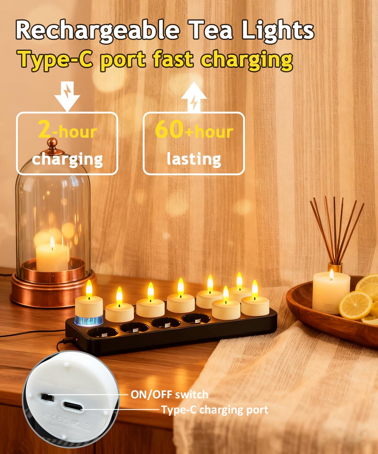 VK LED tea light with remote control flickers realistically for romantic evenings.