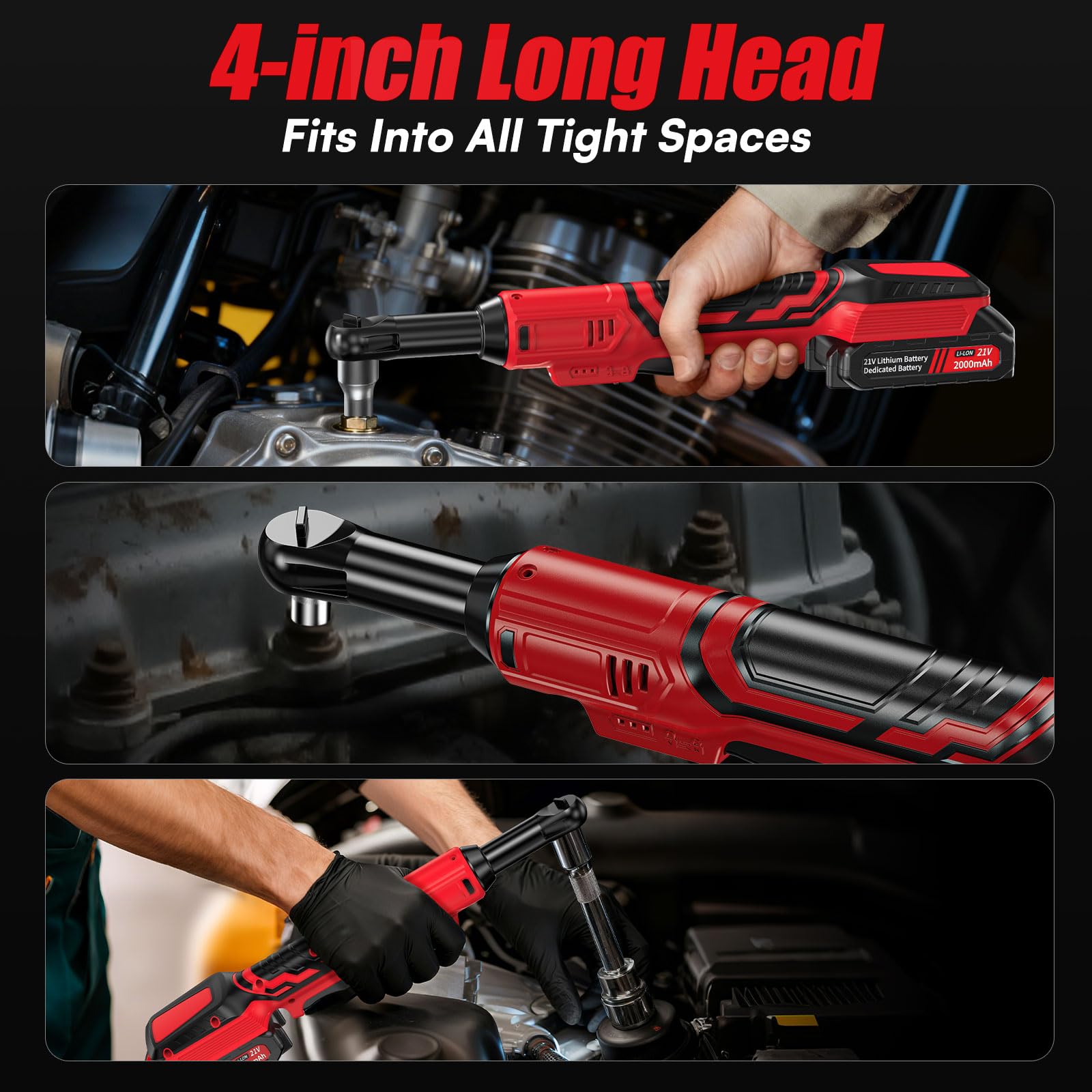 Vkdemer 3/8 cordless ratchet at 400 RPM for controlled tightening