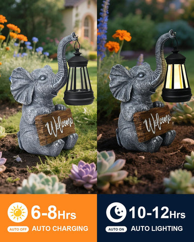 VMANYFIRE night glow from elephant statue creates cozy ambiance.